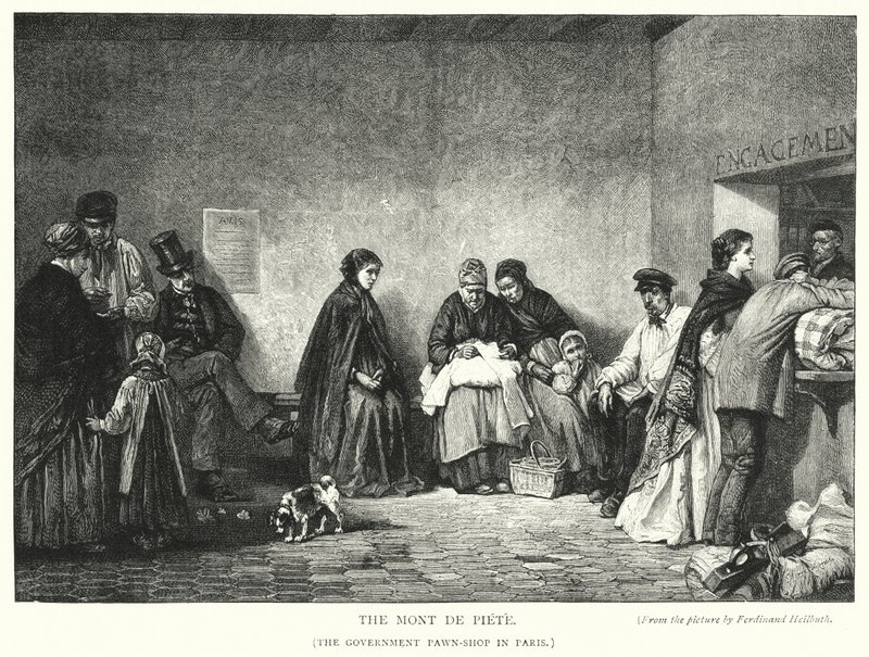 Mont de Piete, rządowy lombard w Paryżu (grafika) autorstwa Ferdinand (after) Heilbuth