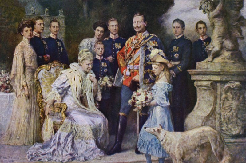 Kaiser Wilhelm II i niemiecka rodzina cesarska autorstwa Ferdinand (after) Keller