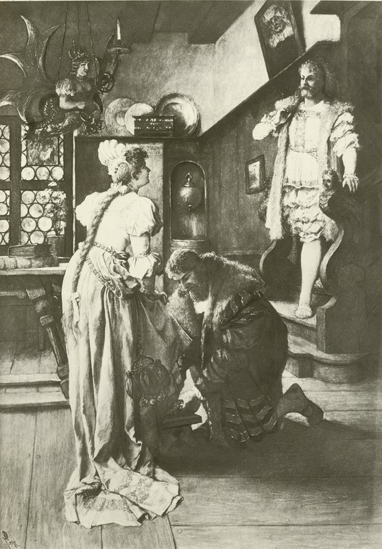 Mistrzowie Śpiewaków Norymbergi, akt III scena iv (wklęsłodruk) autorstwa Ferdinand Leeke