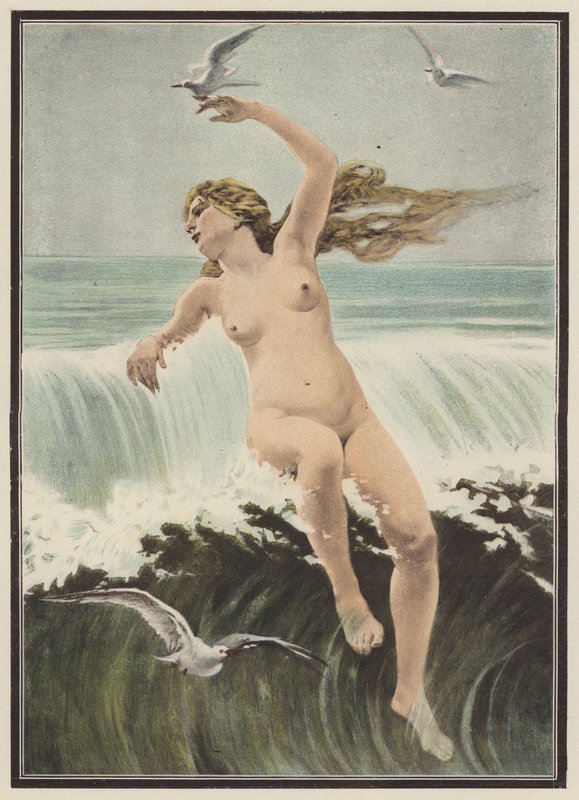 Fale i mewy (kolor lito) autorstwa Ferdinand Victor Eugene (after) Delacroix
