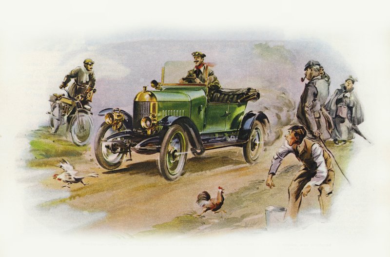 Morris Oxford 10hp (kolorowa litografia) autorstwa Ferdinando Tacconi