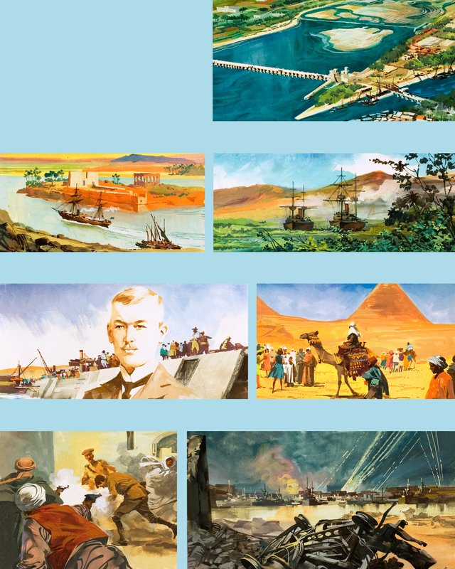Sceny z historii rzeki Nil (gwasz na papierze) autorstwa Ferdinando Tacconi