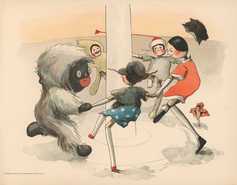 Ilustracja do Golliwoggs Polar Adventures autorstwa Florence K. Upton