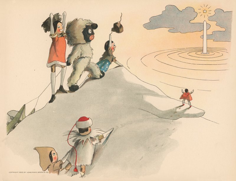 Ilustracja do Golliwoggs Polar Adventures autorstwa Florence K. Upton
