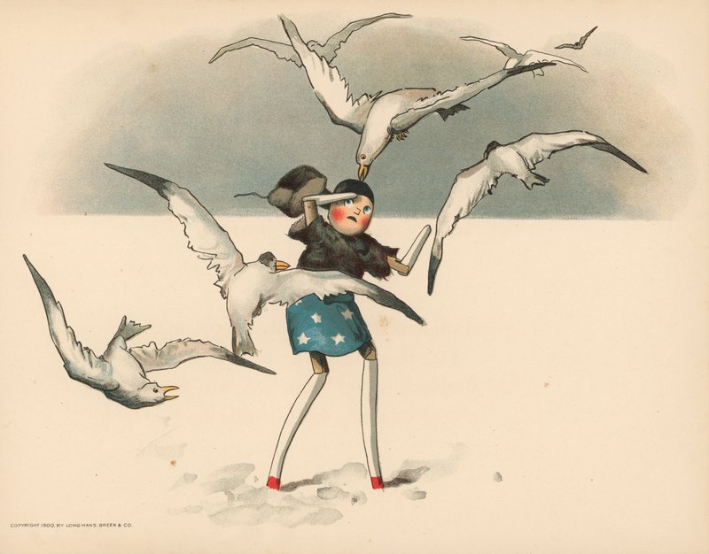 Ilustracja do Golliwoggs Polar Adventures autorstwa Florence K. Upton