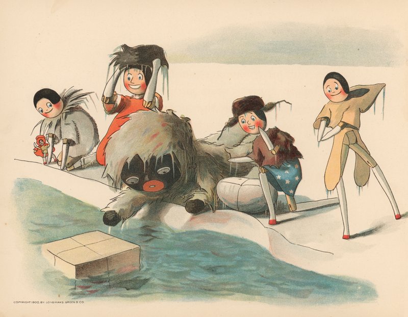 Ilustracja do Golliwoggs Polar Adventures autorstwa Florence K. Upton