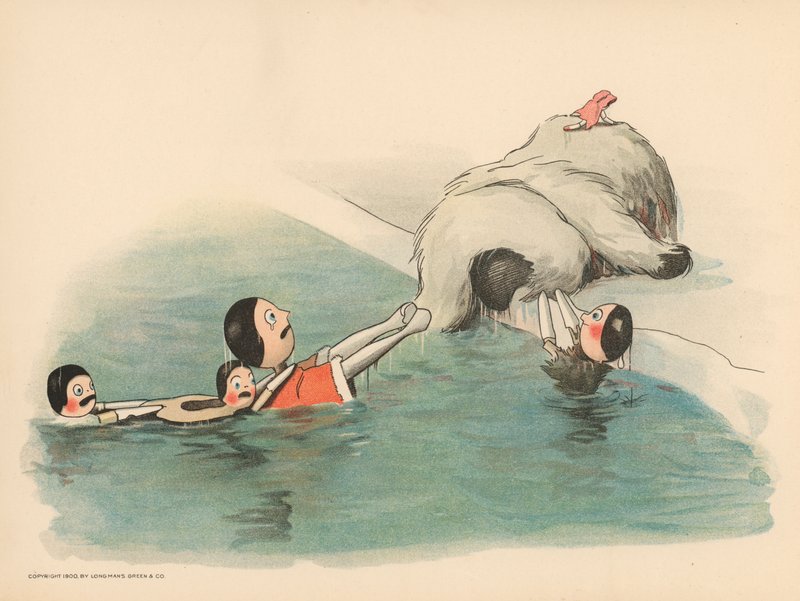 Ilustracja do Golliwoggs Polar Adventures autorstwa Florence K. Upton
