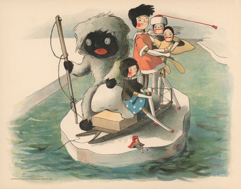 Ilustracja do Golliwoggs Polar Adventures autorstwa Florence K. Upton