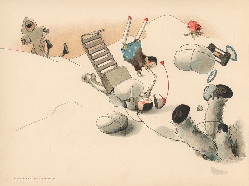 Ilustracja do Golliwoggs Polar Adventures autorstwa Florence K. Upton