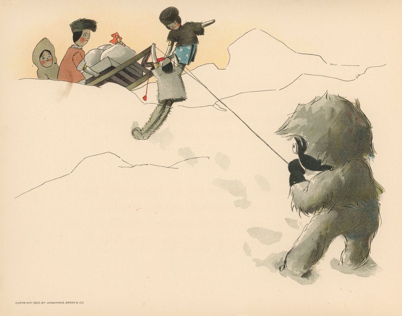 Ilustracja do Golliwoggs Polar Adventures autorstwa Florence K. Upton
