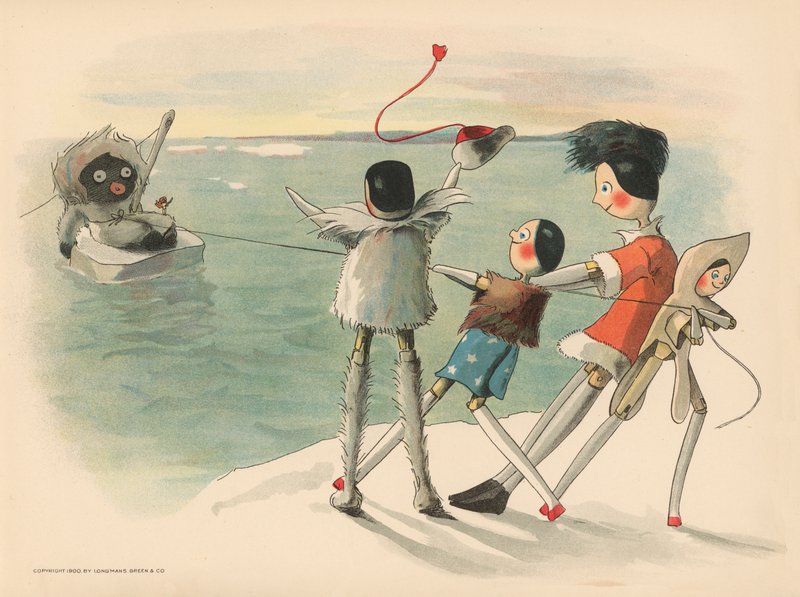 Ilustracja do Golliwoggs Polar Adventures autorstwa Florence K. Upton
