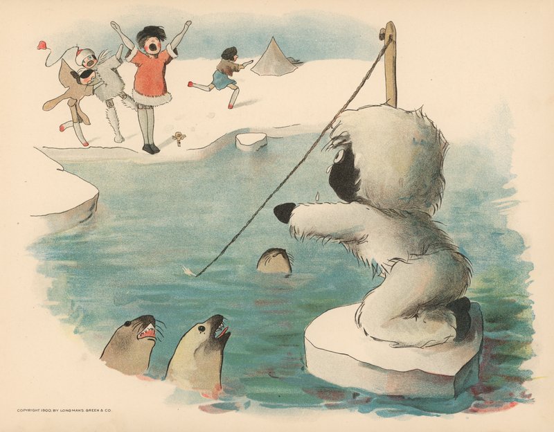 Ilustracja do Golliwoggs Polar Adventures autorstwa Florence K. Upton