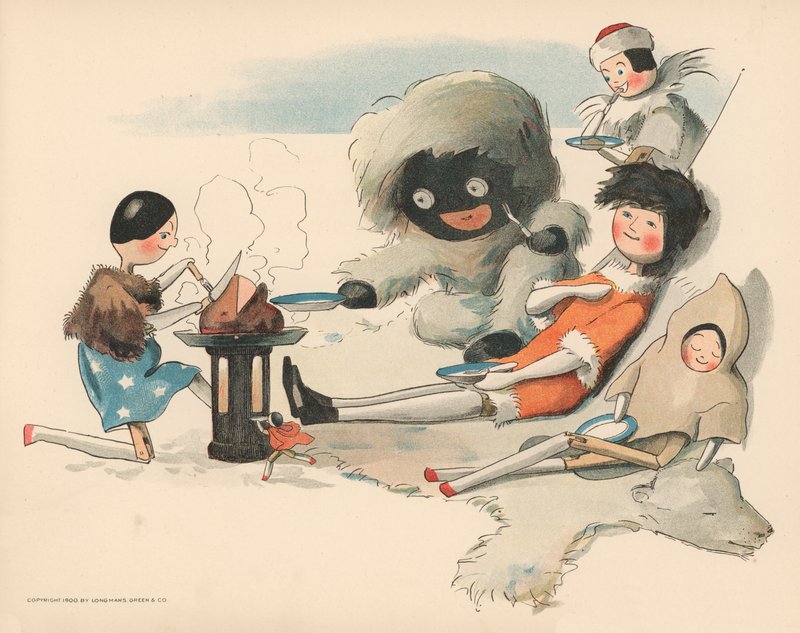 Ilustracja do Golliwoggs Polar Adventures autorstwa Florence K. Upton
