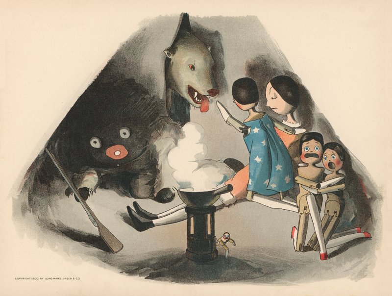 Ilustracja do Golliwoggs Polar Adventures autorstwa Florence K. Upton
