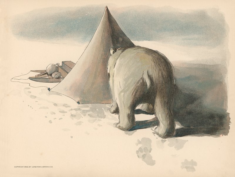 Ilustracja do Golliwoggs Polar Adventures autorstwa Florence K. Upton