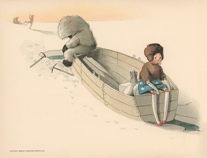 Ilustracja do Golliwoggs Polar Adventures autorstwa Florence K. Upton