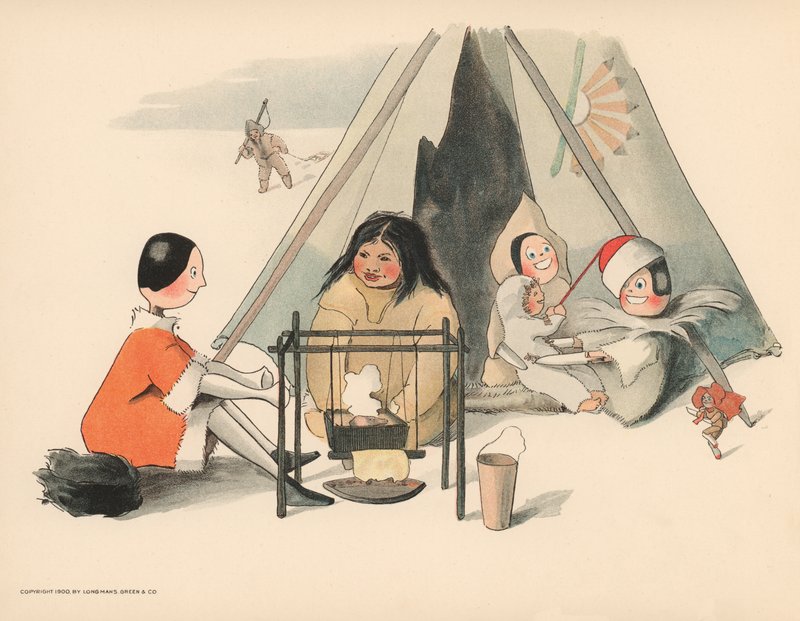 Ilustracja do Golliwoggs Polar Adventures autorstwa Florence K. Upton