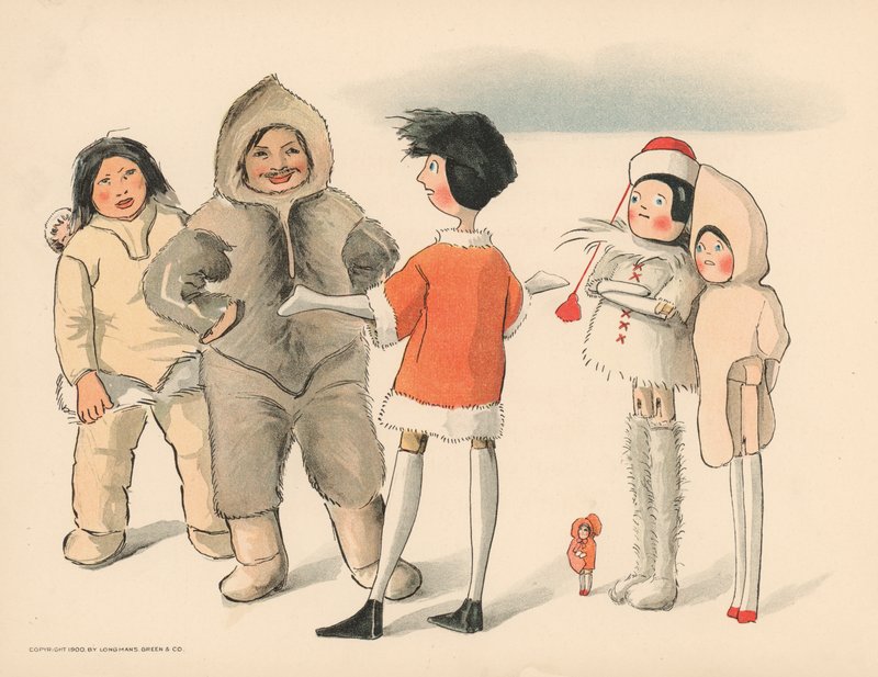 Ilustracja do Golliwoggs Polar Adventures autorstwa Florence K. Upton