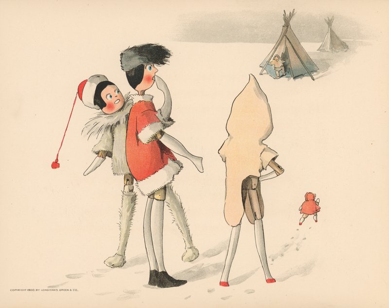 Ilustracja do Golliwoggs Polar Adventures autorstwa Florence K. Upton