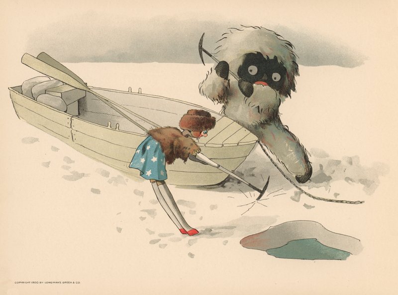 Ilustracja do Golliwoggs Polar Adventures autorstwa Florence K. Upton