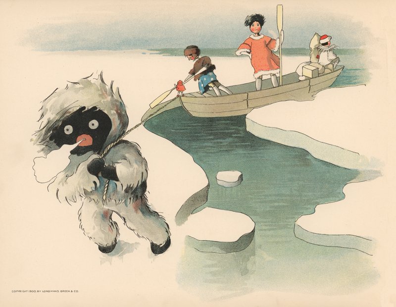 Ilustracja do Golliwoggs Polar Adventures autorstwa Florence K. Upton
