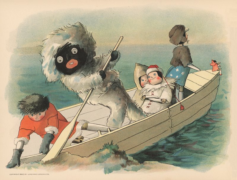 Ilustracja do Golliwoggs Polar Adventures autorstwa Florence K. Upton