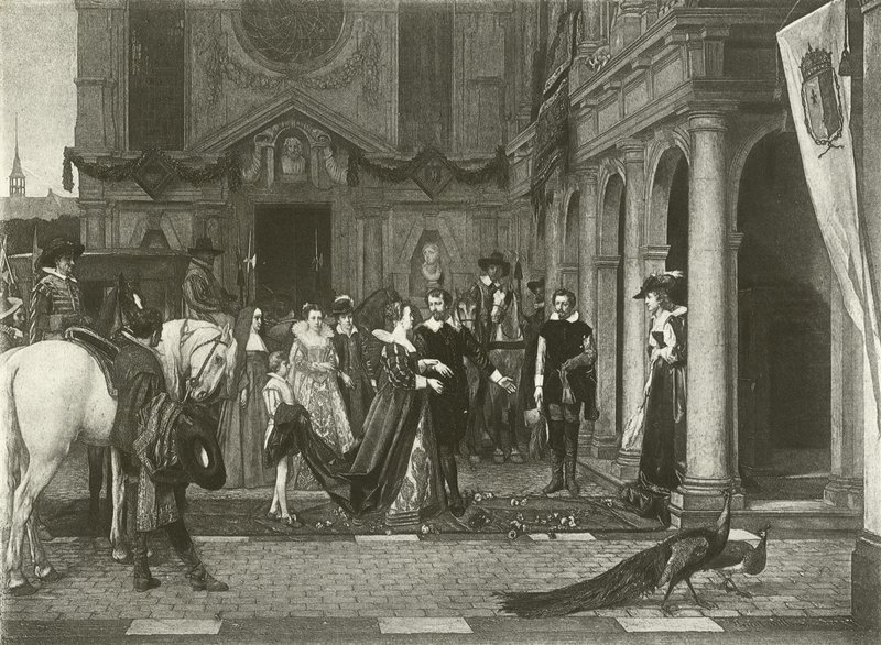 Marie de Medici w domu Rubensa (grawiura) autorstwa Florent Willems