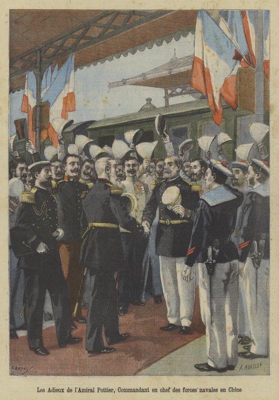 Pożegnania admirała Edouarda Pottiera, dowódcy francuskich sił morskich w Chinach autorstwa Fortune Louis Meaulle
