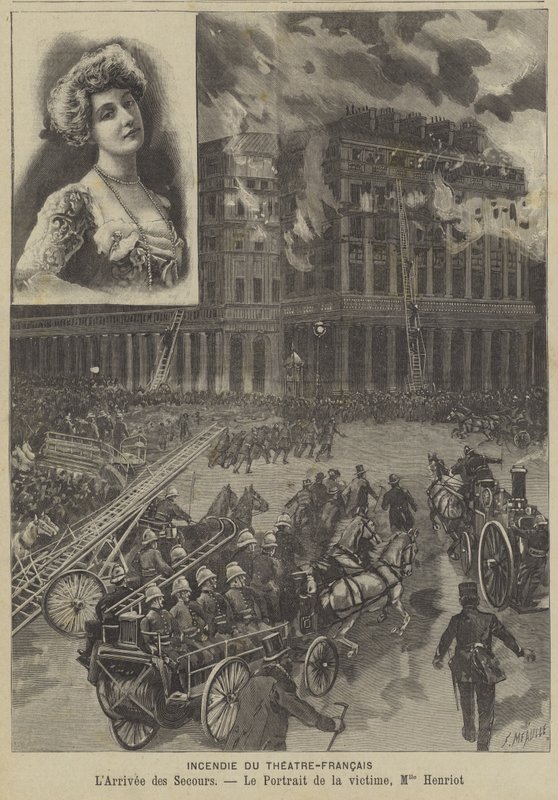 Pożar w Theatre-Francais, Paryż autorstwa Fortune Louis Meaulle