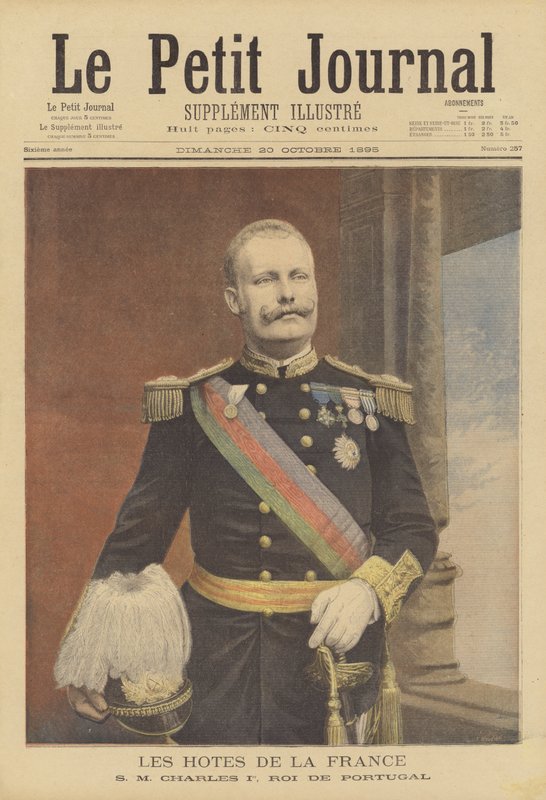 Królewscy goście we Francji: Carlos I, król Portugalii (kolor lito) autorstwa Fortune Louis Meaulle