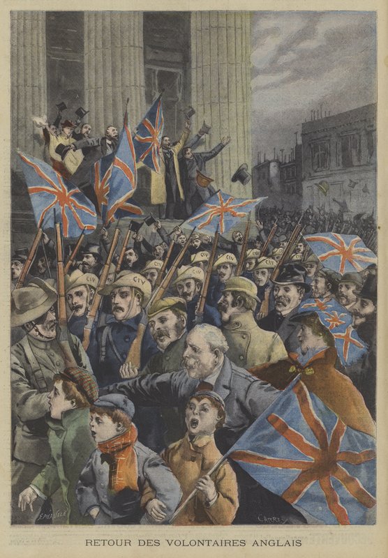 Żołnierze City of London Imperial Volunteers maszerujący przez Londyn po powrocie z wojny burskiej autorstwa Fortune Louis Meaulle