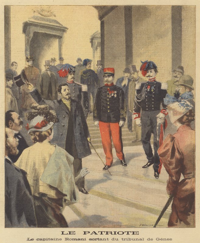 Patriota. Kapitan Romani opuszcza proces w Genui autorstwa Fortune Louis Meaulle