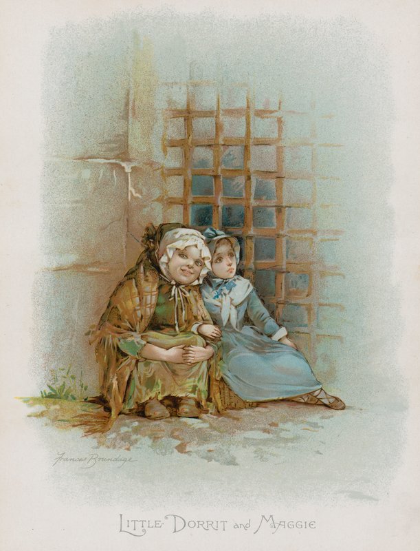 Mała Dorrit i Maggie (chromolitho) autorstwa Frances Brundage