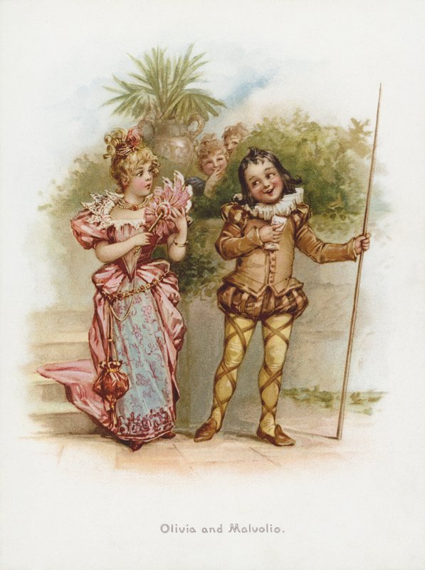 Olivia i Malvolio (chromolit) autorstwa Frances Brundage