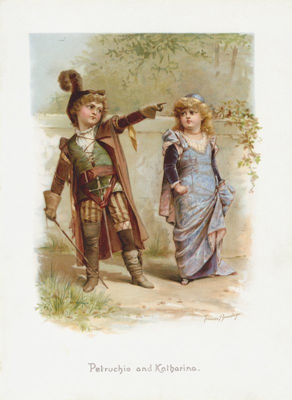 Petruchio i Katharina (chromolitho) autorstwa Frances Brundage
