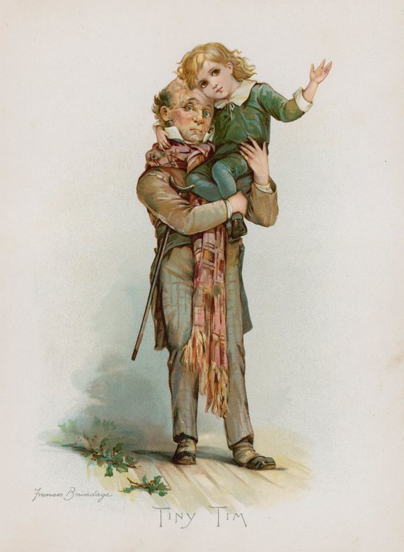 Mały Tim (chromolitho) autorstwa Frances Brundage