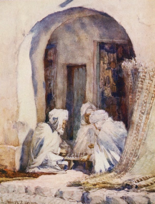 Gra w warcaby (kolorowa litografia) autorstwa Frances Nesbitt