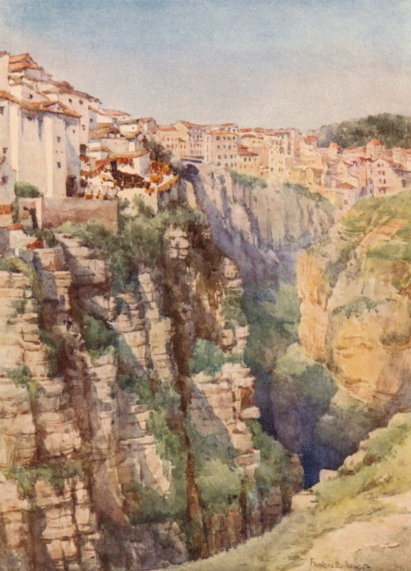 Wąwóz Roumel, Constantine (kolorowa litografia) autorstwa Frances Nesbitt