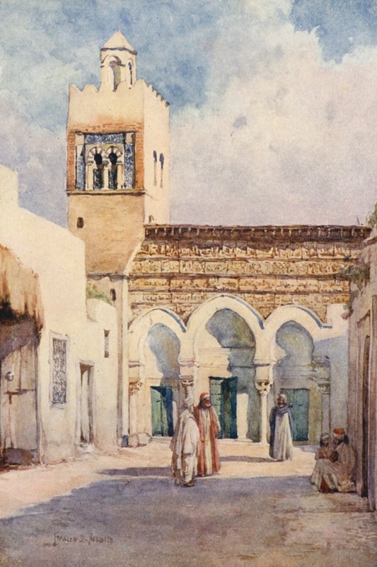 Meczet Trzech Bram, Kairouan (kolorowa litografia) autorstwa Frances Nesbitt