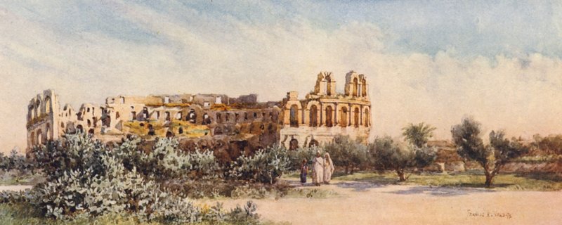 Amfiteatr rzymski, El Djem (kolorowa litografia) autorstwa Frances Nesbitt