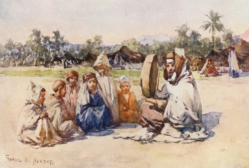 Opowiadacz historii (kolorowa litografia) autorstwa Frances Nesbitt