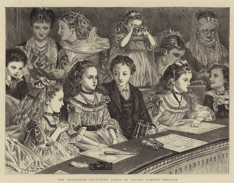 Dziecięca impreza pantomimiczna w Covent Garden Theatre autorstwa Francis Wilfred Lawson