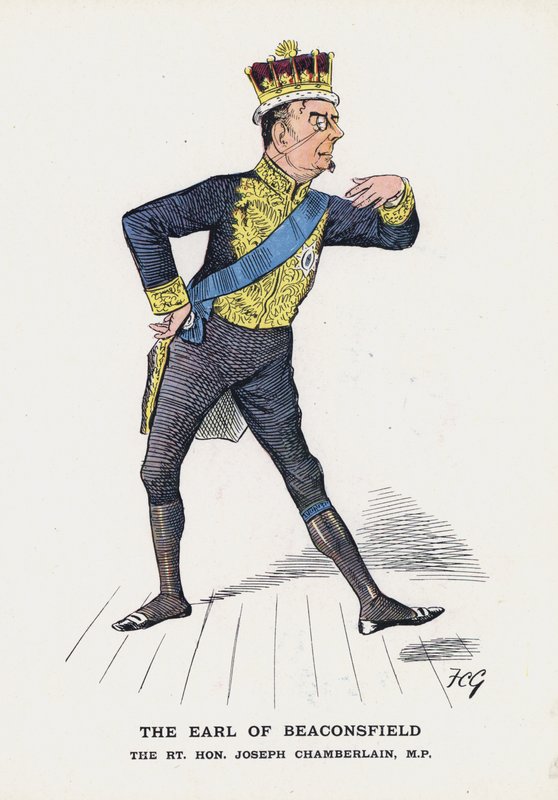 Hrabia Beaconsfield, The Rt Hon Joseph Chamberlain (kolor lito) autorstwa Francis Carruthers Gould