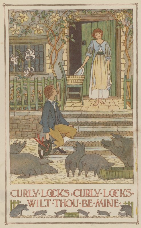 Kręcone loki, kręcone loki, czy będziesz mój (kolorowa litografia) autorstwa Francis Donkin Bedford