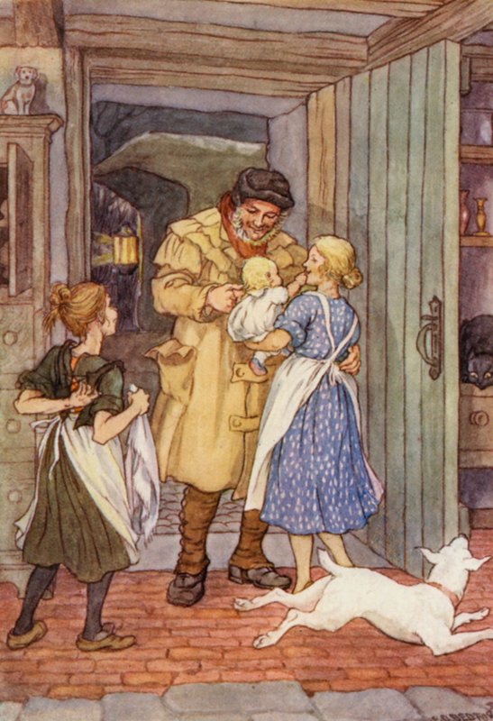 Ilustracja do Świerszcza na ognisku autorstwa Charlesa Dickensa (kolorowa litografia) autorstwa Francis Donkin Bedford