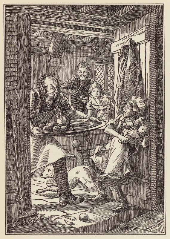 Ilustracja do Świerszcza na ognisku autorstwa Charlesa Dickensa (kolorowa litografia) autorstwa Francis Donkin Bedford