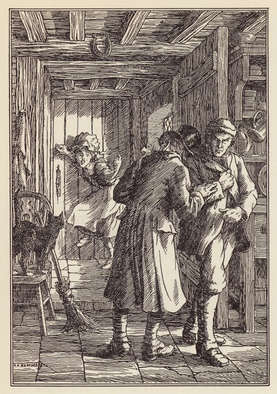 Ilustracja do Świerszcza na ognisku autorstwa Charlesa Dickensa (kolorowa litografia) autorstwa Francis Donkin Bedford
