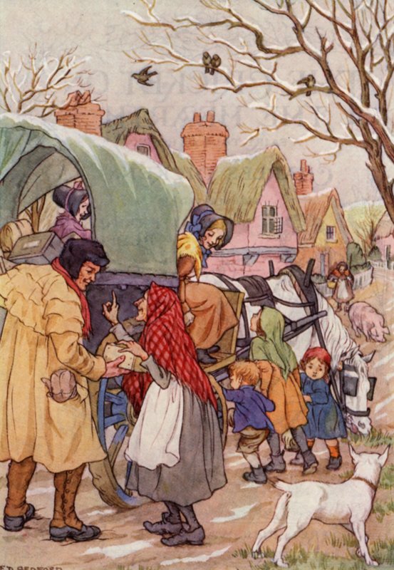 Ilustracja do Świerszcza na ognisku autorstwa Charlesa Dickensa (kolorowa litografia) autorstwa Francis Donkin Bedford