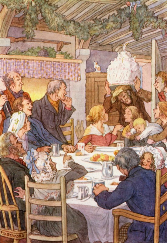 Ilustracja do Świerszcza na ognisku autorstwa Charlesa Dickensa (kolorowa litografia) autorstwa Francis Donkin Bedford