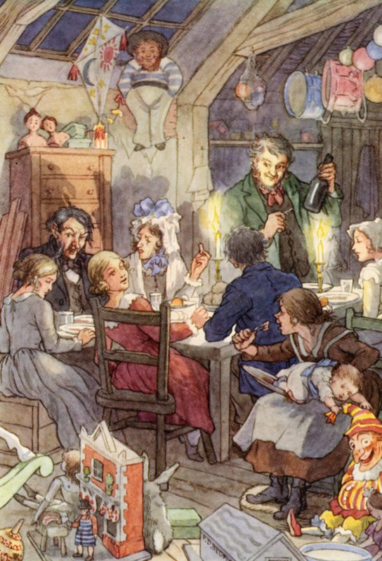 Ilustracja do Świerszcza na ognisku autorstwa Charlesa Dickensa (kolorowa litografia) autorstwa Francis Donkin Bedford